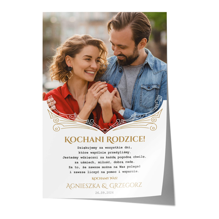 Plakat podziękowanie dla rodziców ze zdjęciem IX