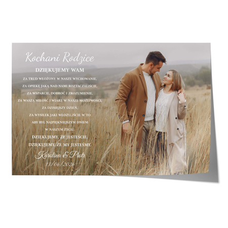 Plakat Podziękowanie dla rodziców ze zdjęciem IV