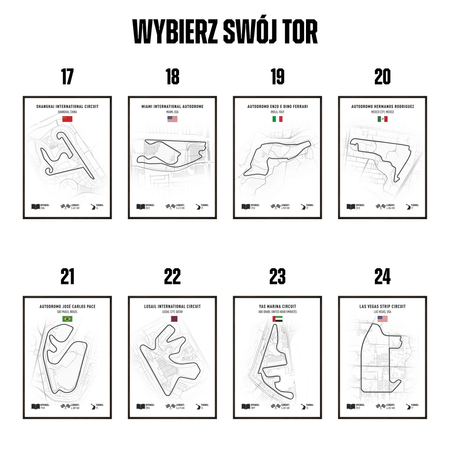 Zestaw plakatów tory grand prix