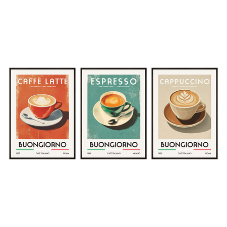 Zestaw plakatów kawa po włosku