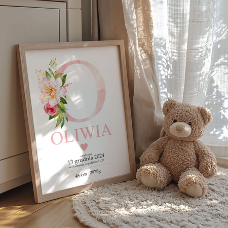 Plakat metryczka urodzinowa pastelowy raj