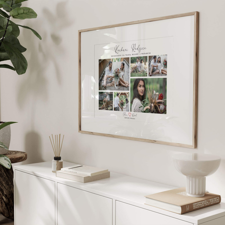 Plakat podziękowanie dla rodziców kolaż 6 zdjęć