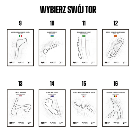 Zestaw plakatów tory grand prix