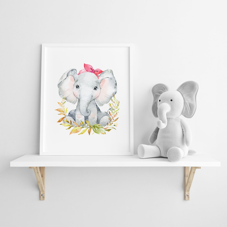 Plakat Safari Słonik (Pink)