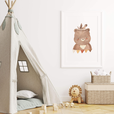 Plakat Boho Niedźwiadek