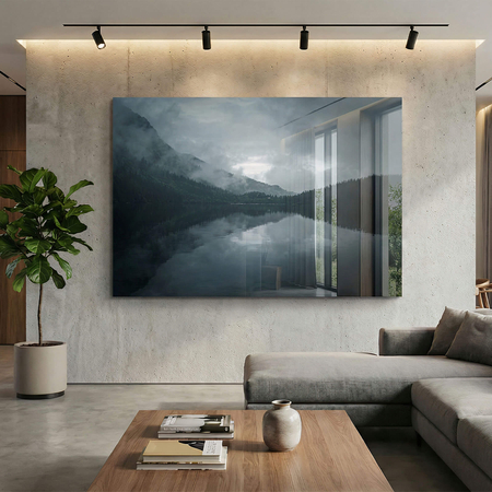 Obraz na szkle akrylowym mglisty pejzaż górski