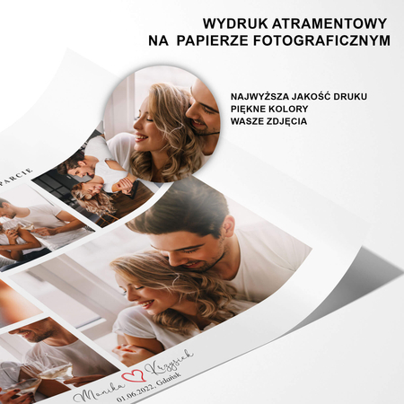 Plakat podziękowanie dla rodziców kolaż 6 zdjęć