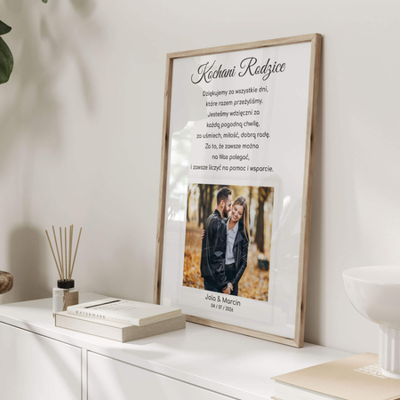 Plakat Podziękowanie dla rodziców ze zdjęciem V