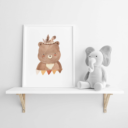 Plakat Boho Niedźwiadek