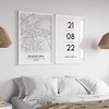 Zestaw Personalizowanych Plakatów Z Datą I Mapą Miasta