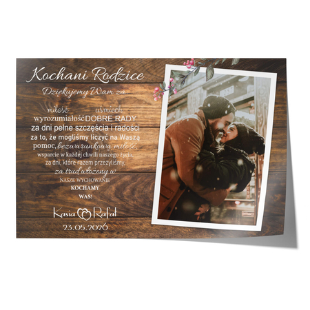 Plakat Podziękowanie dla rodziców ze zdjęciem VI