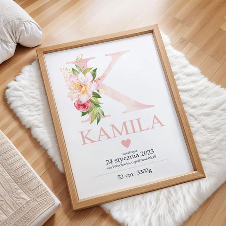 Plakat metryczka urodzinowa pastelowy raj