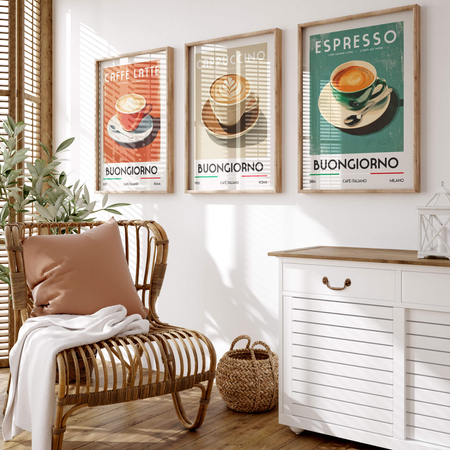 Zestaw plakatów kawa po włosku