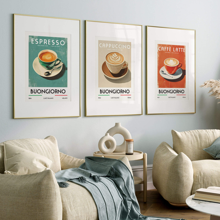 Zestaw plakatów kawa po włosku
