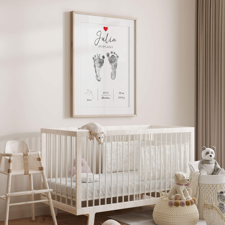 Plakat Metryczka Urodzinowa Dziecięce Stópki