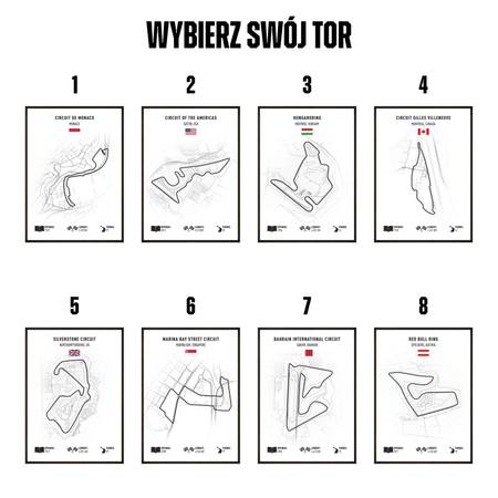 Zestaw plakatów tory grand prix