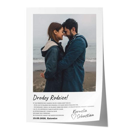 Plakat Podziękowanie dla rodziców ze zdjęciem X