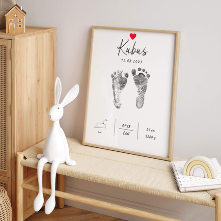 Plakat Metryczka Urodzinowa Dziecięce Stópki