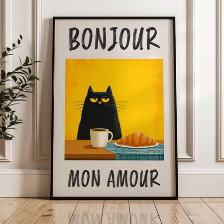 Plakat bonjour, kotku
