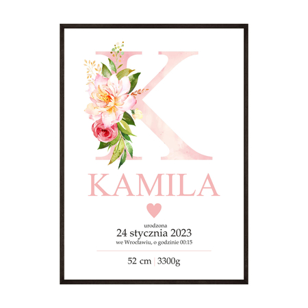 Plakat metryczka urodzinowa pastelowy raj