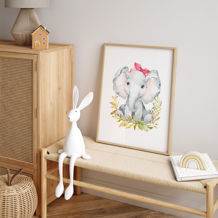 Plakat Safari Słonik (Pink)