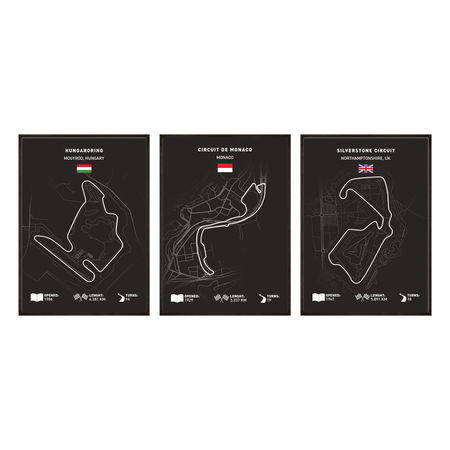 Zestaw plakatów tory grand prix black edition