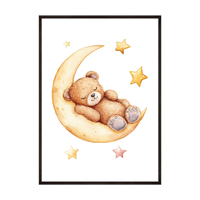 Plakat Śpiący Miś Na Księżycu