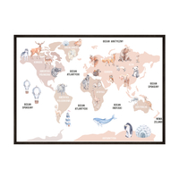 Plakat Mapa Zwierząt Świata No1