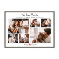 Plakat podziękowanie dla rodziców kolaż 6 zdjęć