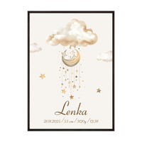 Plakat Metryczka Urodzinowa Wśród Gwiazd