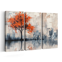Zestaw 3 Obrazów Miejski Kontrast