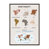 Plakat Edukacyjny Mapa Kontynentów