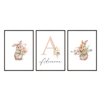 Zestaw Plakatów Z Imieniem I Króliczkami