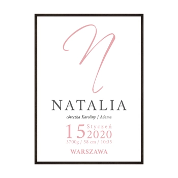 Metryczka Urodzinowa Inicjały