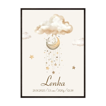 Plakat Metryczka Urodzinowa Wśród Gwiazd