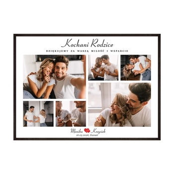 Plakat podziękowanie dla rodziców kolaż 6 zdjęć