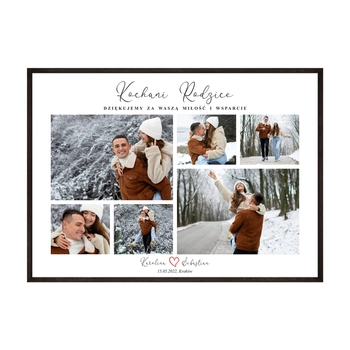 Plakat podziękowanie dla rodziców kolaż 6 zdjęć