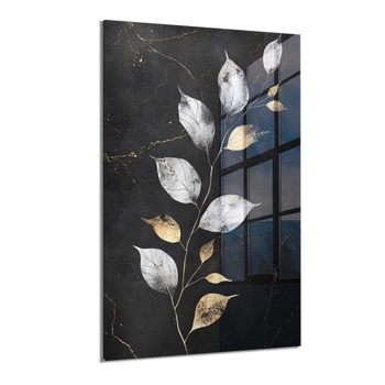 Obraz na szkle akrylowym złoto i natura