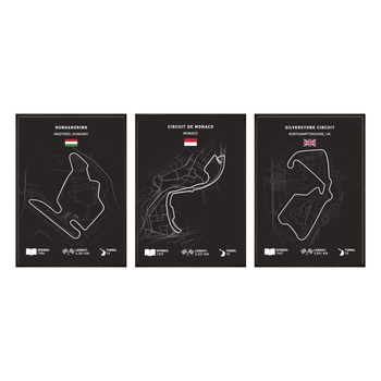 Zestaw plakatów tory grand prix black edition