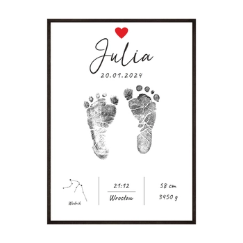 Plakat Metryczka Urodzinowa Dziecięce Stópki
