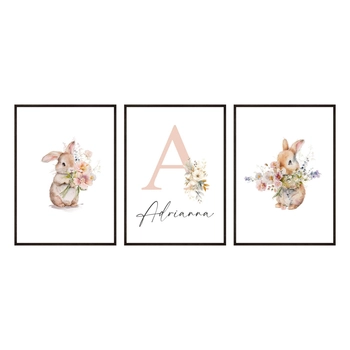 Zestaw Plakatów Z Imieniem I Króliczkami